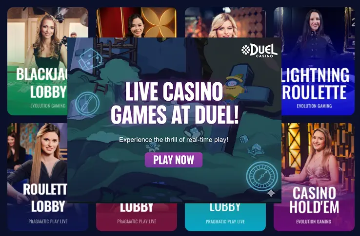 Live casino action at Duel Casino