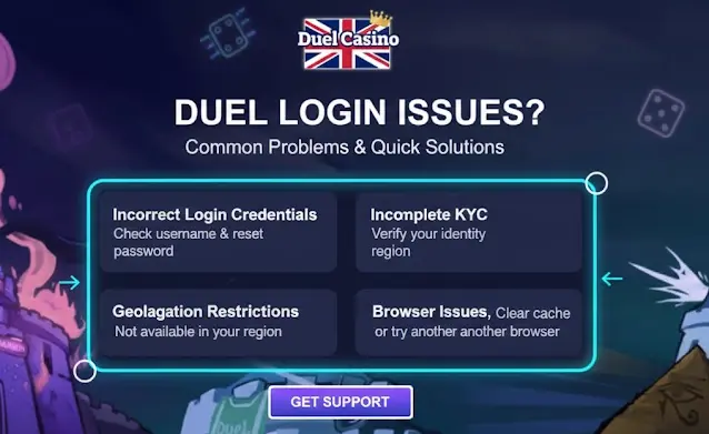 Common login issues at Duel Casino