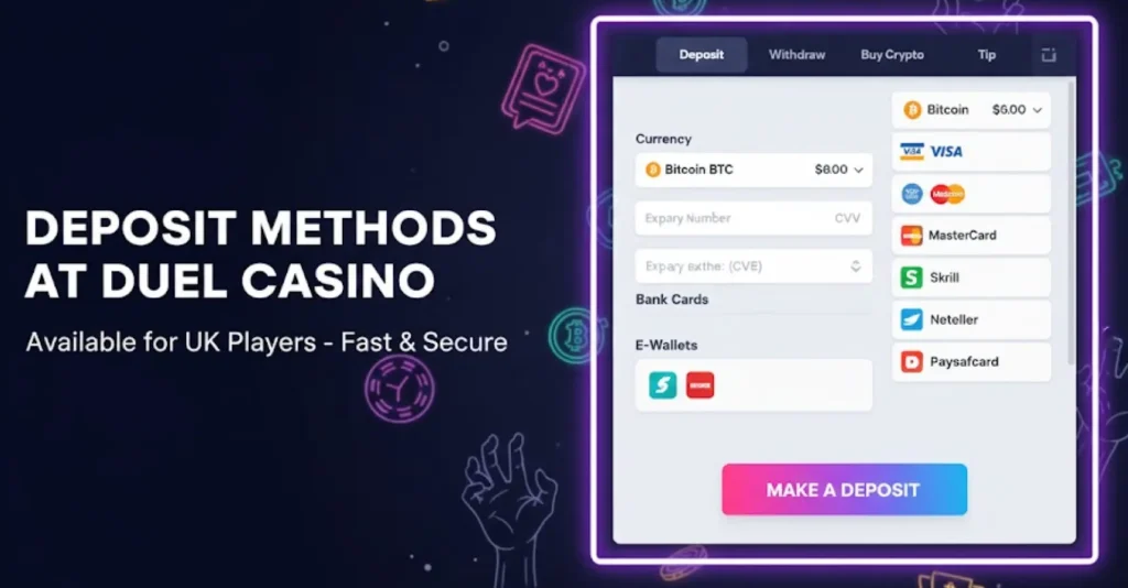 Duel Casino Deposit Methods